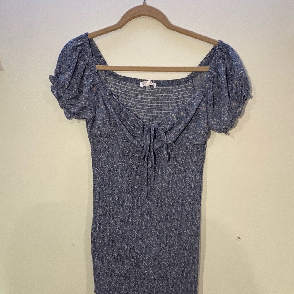 Blush Blue Textured Midi Dress